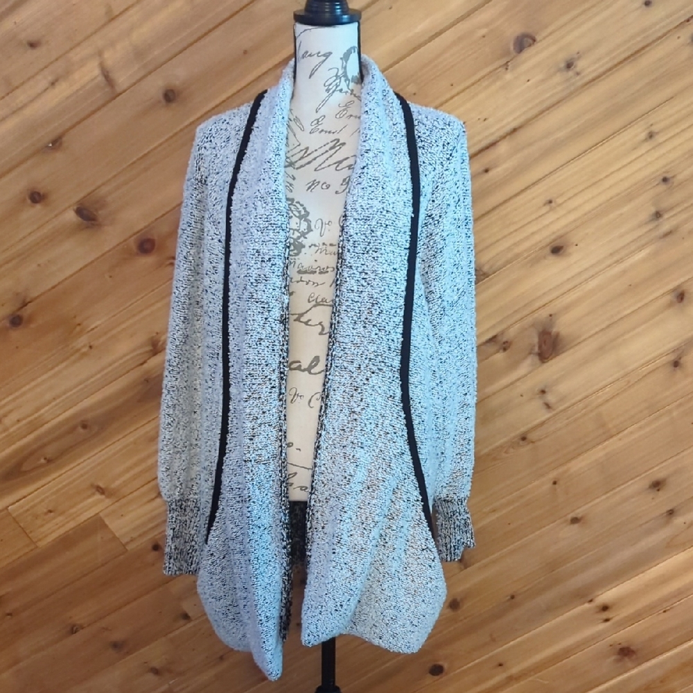 Black and White Open Front Cardigan